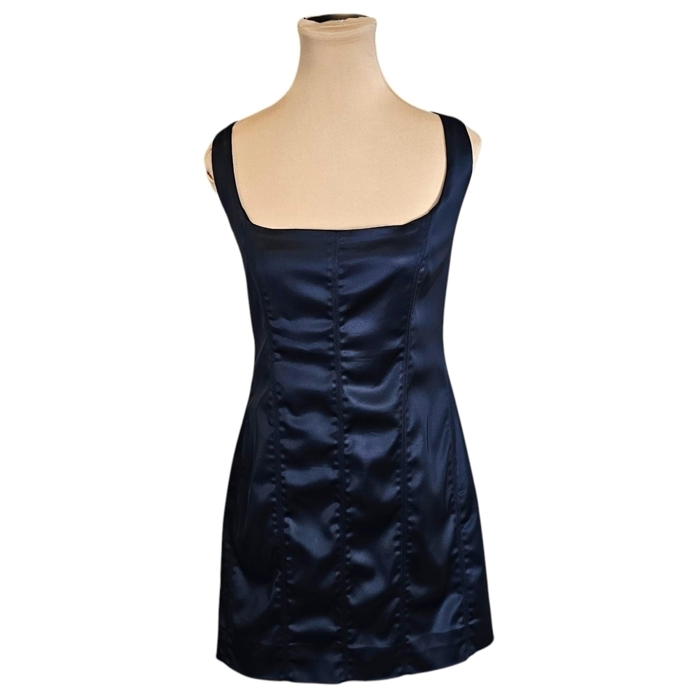 Aritzia Ten by Babaton Navy Blue Body Hugging Heavy Material Dress Sz 14